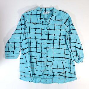 Habitat Blue Button Up Blouse Shirt